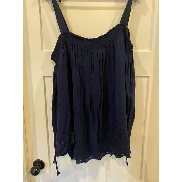 Lucky Brand Navy Cold Shoulders Summer Blouse Sz 2xl - Picture 7 of 7